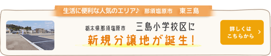 生活に便利な人気のエリア♪ 那須塩原市 東三島 栃木県那須塩原市 三島小学校区に新規分譲地が誕生！ 詳しくはこちらから